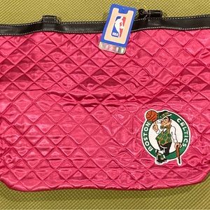 Boston Celtics pink large bag with handles, snaps shut